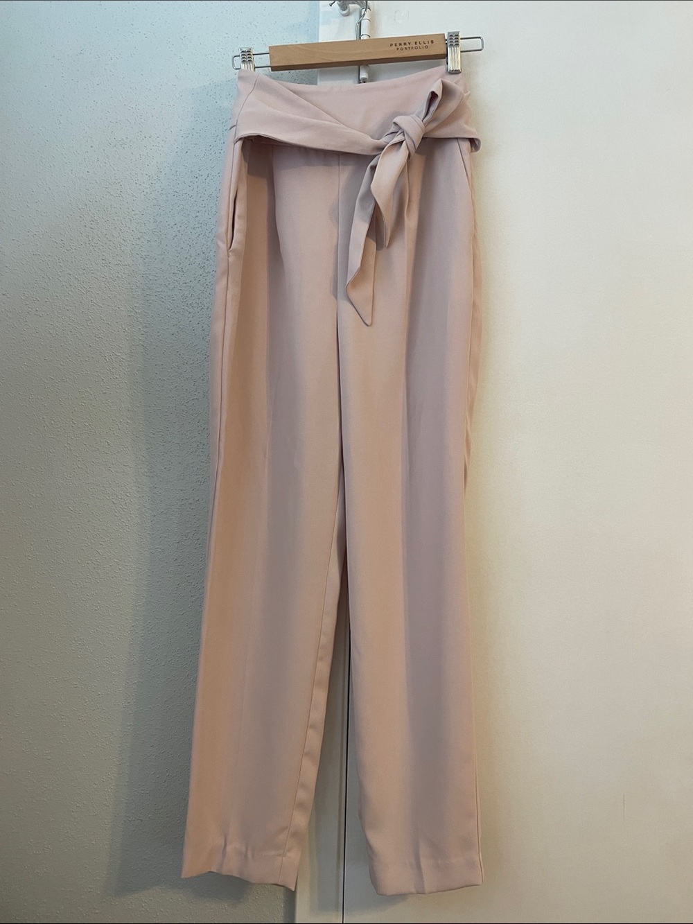 Express High-Waist Tie-Belt Pants - Blush Pink